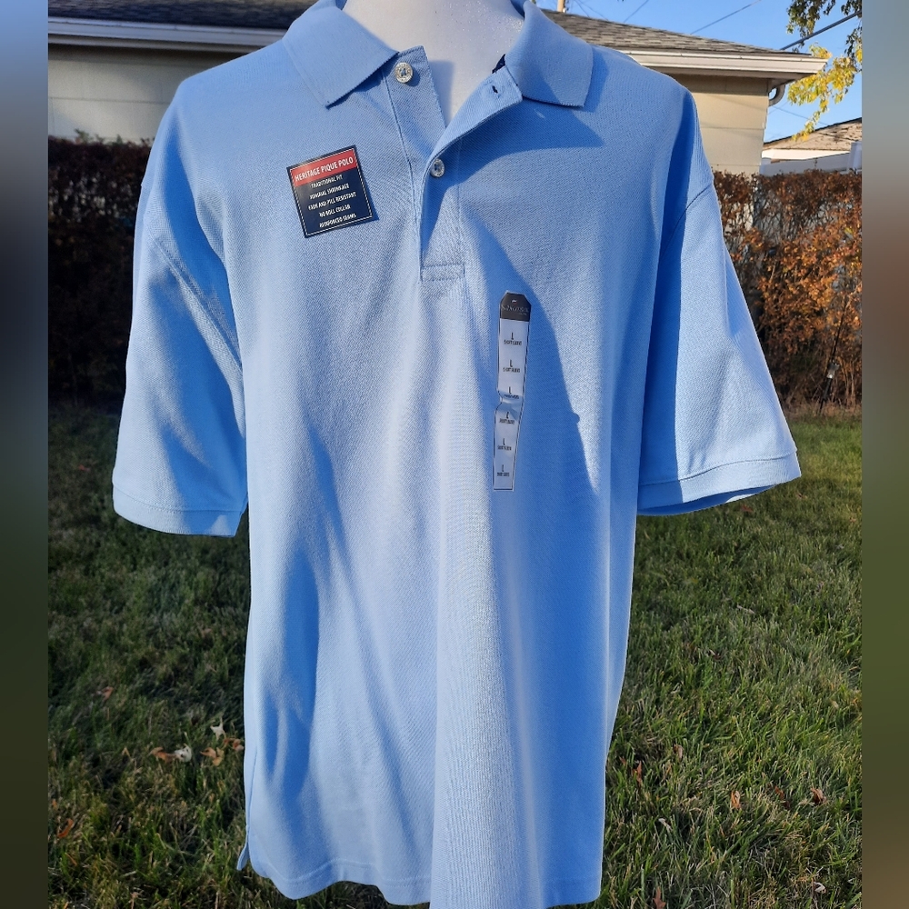 St. John's Bay Men's Short Sleeve Pique Polo, Placid Blue